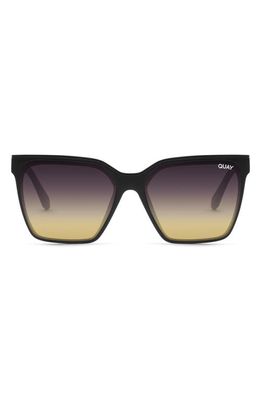 Quay Australia Level Up 55mm Square Sunglasses in Matte Black /Black Gold