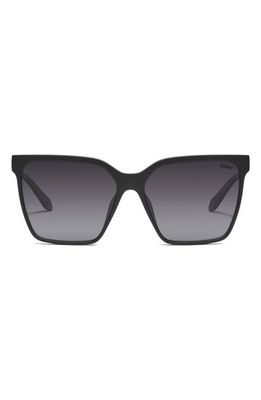 Quay Australia Level Up Remixed 60mm Gradient Polarized Square Sunglasses in Matte Black/Smoke Polarized