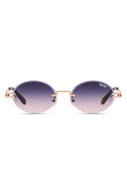 Quay Australia Literally Obsessed 41mm Oval Sunglasses in Rose Gold/Navy Pink