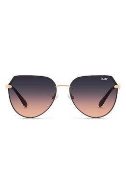 Quay Australia Main Character 55mm Gradient Round Sunglasses in Gold/Smoke Pink