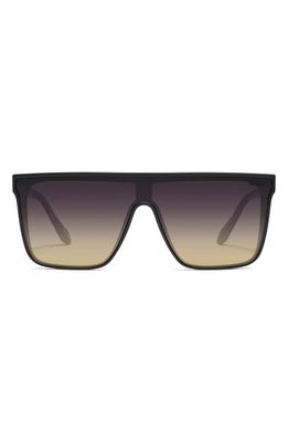 Quay Australia Nightfall 138mm Shield Sunglasses in Matte Black/Black Gold