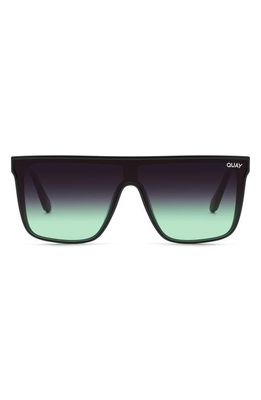 Quay Australia Nightfall 49mm Shield Sunglasses in Black/Black Fade Mint