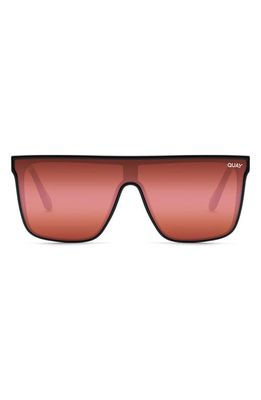 Quay Australia Nightfall 49mm Shield Sunglasses in Black/Brown Pink
