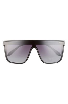 Quay Australia Nightfall 52mm Polarized Oversize Shield Sunglasses in Black/Smoke Polarized