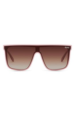 Quay Australia Nightfall 52mm Polarized Oversize Shield Sunglasses in Blush/Brown Polarized