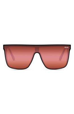 Quay Australia Nightfall 52mm Shield Sunglasses in Black/Black Pink