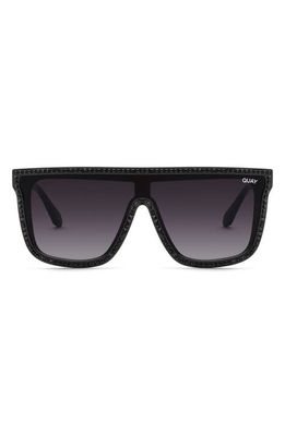Quay Australia Nightfall Bling 49mm Gradient Shield Sunglasses in Black/Smoke