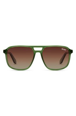Quay Australia On the Fly 45mm Gradient Polarized Small Aviator Sunglasses in Ivy/Brown Polarized