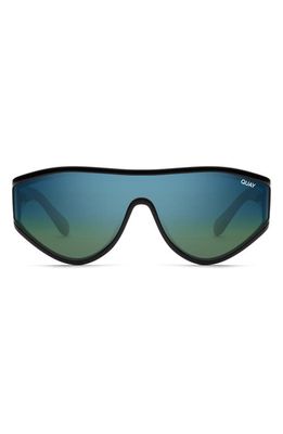 Quay Australia Secret Set 48mm Mirrored Shield Sunglasses in Black /Blue