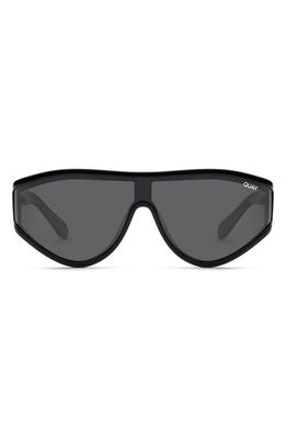 Quay Australia Secret Set 48mm Polarized Shield Sunglasses in Black/Black Polarized