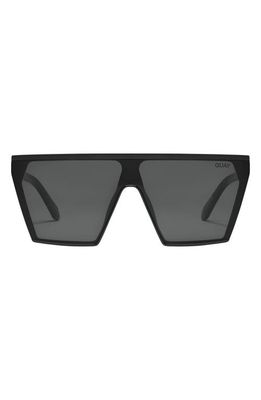 Quay Australia Spotlight Polarized Shield Sunglasses in Matte Black/Black Polarized