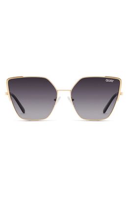 Quay Australia Srsly 53mm Gradient Polarized Cat Eye Sunglasses in Gold/Smoke Polarized