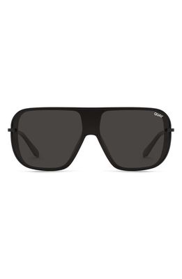 Quay Australia Take a Number 55mm Polarized Shield Sunglasses in Black/Black Polarized