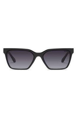 Quay Australia Top Shelf 41mm Gradient Small Square Sunglasses in Matte Black/Smoke