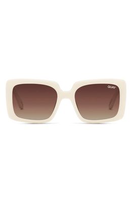 Quay Australia Total Vibe Mini 44mm Polarized Square Sunglasses in White/Brown Polarized