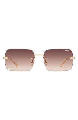 Quay Australia TTYL 53mm Gradient Rimless Sunglasses in Gold/Brown Fawn