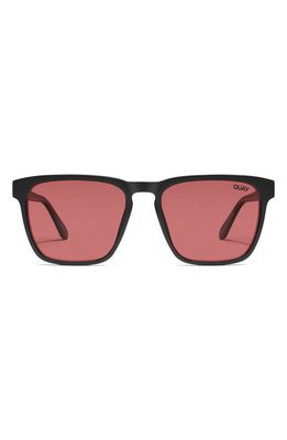 Quay Australia Unplugged 45mm Polarized Square Sunglasses in Black /Ruby Polarized