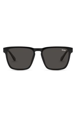 Quay Australia Unplugged 46mm Polarized Square Sunglasses in Black/Black Polarized