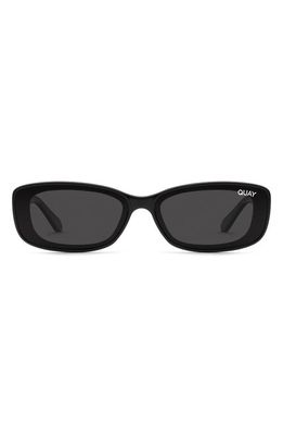 Quay Australia Vibe Check 35mm Polarized Small Square Sunglasses in Black/Black Polarized