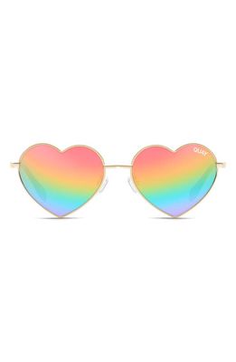 Quay Australia x Pride Heartbreaker 45mm Heart Sunglasses in Gold /Rainbow