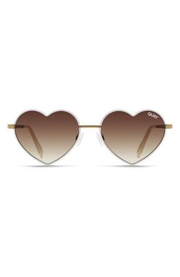 Quay Australia x Pride Heartbreaker 45mm Heart Sunglasses in White/Brown