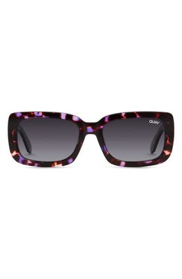Quay Australia Yada Yada 39mm Polarized Rectangle Sunglasses in Purple Tort/Smoke Polarized