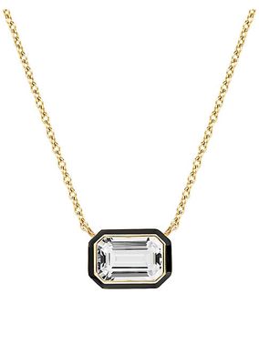 Queen 18K Yellow Gold, Rock Crystal, & Enamel Pendant Necklace