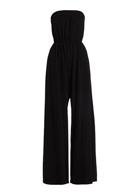 Queen Linen-Blend Strapless Jumpsuit