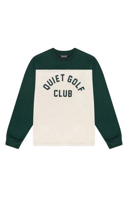 Quiet Golf Colorblock Cotton Graphic Football Shirt in Forest