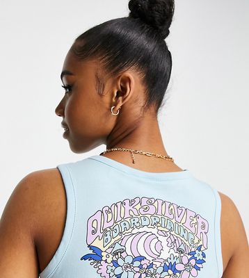 Quiksilver Back Print high neck tank top in blue Exclusive at ASOS