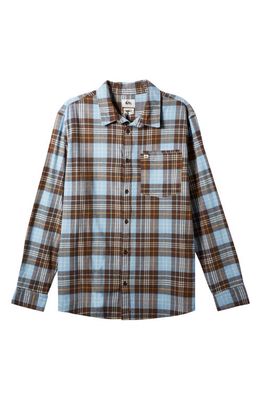 Quiksilver Banchor Plaid Stretch Flannel Button-Up Shirt in Brown