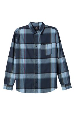 Quiksilver Brooks Plaid Flannel Button-Up Shirt in Midnight Navy