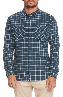 Quiksilver Dulsie Regular Fit Windowpane Plaid Stretch Cotton Flannel Button-Up Shirt in Navy Academy