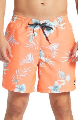 Quiksilver Everyday Mix Volley Swim Trunks in Fiery Coral