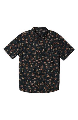 Quiksilver Future Hippie Floral Short Sleeve Button-Up Shirt in Black