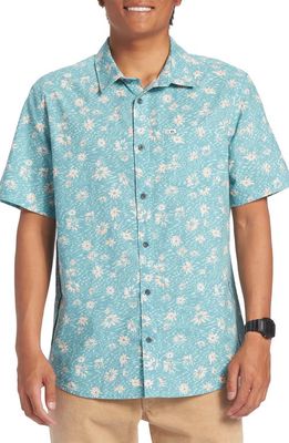 Quiksilver Future Hippie Floral Short Sleeve Button-Up Shirt in Reef Waters