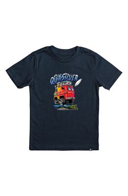 Quiksilver Kids' Beach Van Cotton Graphic T-Shirt in Navy Blazer