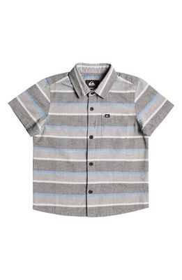 Quiksilver Kids' Cali Sunrise Stripe Short Sleeve Button-Up Shirt in Black