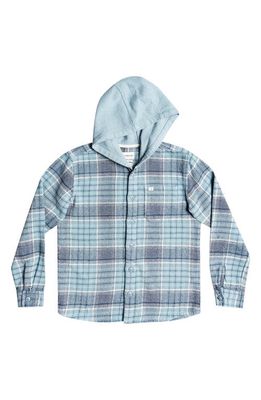 Quiksilver Kids' Halidon Organic Cotton Hooded Button-Up Shirt in Cadet Gray - Plaid 1