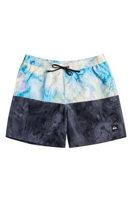 Quiksilver Kids' Logo Volley Recycled Polyester Swim Shorts in Black