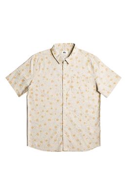 Quiksilver Kids' Mellow Fuzz Floral Short Sleeve Organic Cotton Button-Up Shirt in Birch