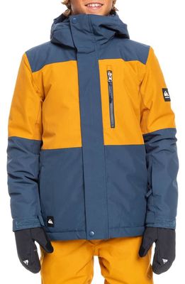 Quiksilver Kids' Mission Colorblock Waterproof Recycled Polyester Jacket in Insignia Blue