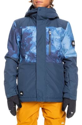 Quiksilver Kids' Mission Print Colorblock Waterproof Recycled Polyester Jacket in Quiet Storm