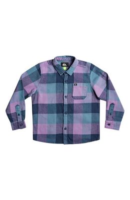 Quiksilver Kids' Motherfly Buffalo Check Organic Cotton Flannel Button-Up Shirt in Delphinium Blue/Purple