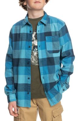 Quiksilver Kids' Motherfly Organic Cotton Flannel Shirt in Insignia Blue