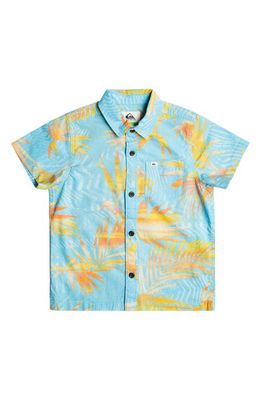 Quiksilver Kids' Ripped Up Organic Cotton Short Sleeve Button-Up Shirt in Sky Blue