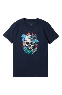 Quiksilver Kids' Skull Wave Graphic T-Shirt in Navy Blazer