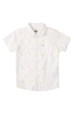 Quiksilver Kids' Watch Your Back Short Sleeve Cotton Button-Up Shirt in White