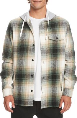 Quiksilver Kinloss Plaid Organic Cotton Hooded Shirt Jacket in Laurel