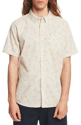 Quiksilver Mellow Fuzz Regular Fit Floral Short Sleeve Button-Up Shirt in Birch